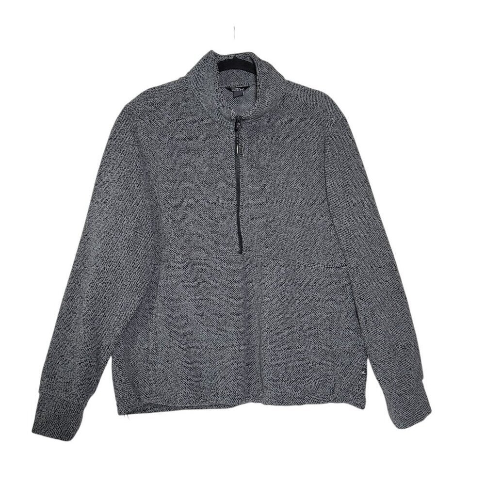Eddie Bauer Fleece Quarter Zip Sweater Gray and Black Size XXL / 2X Plush Cozy